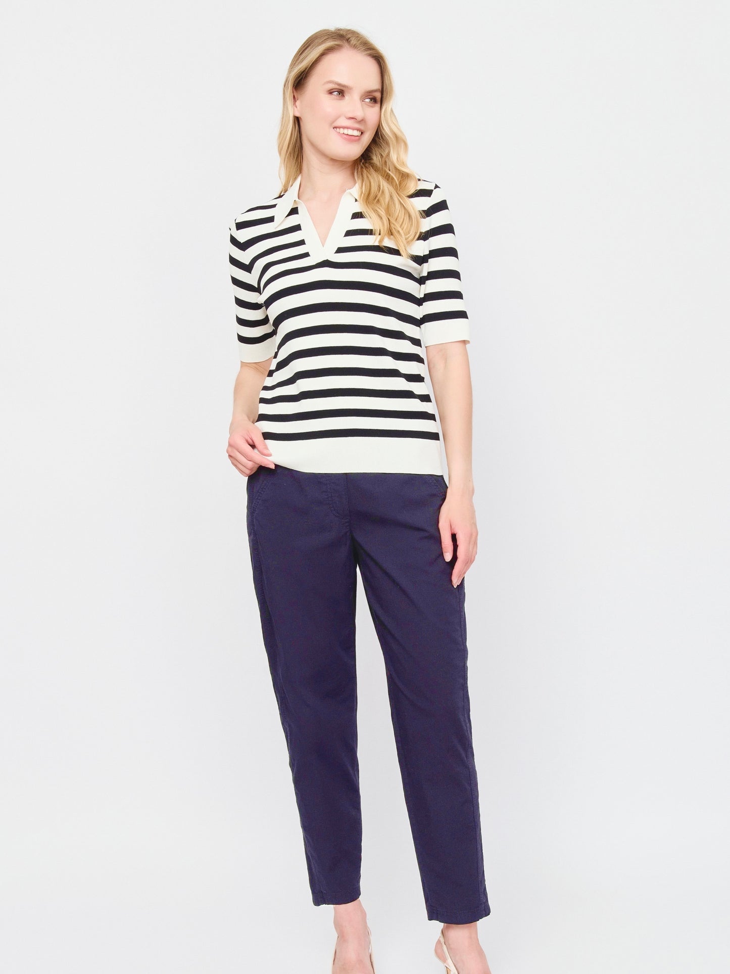 Pull-on Cotton Pant — Navy - GERRY WEBER