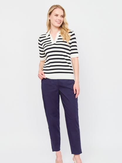 Pull-on Cotton Pant — Navy - GERRY WEBER