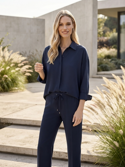 Modern Stretch Blouse – Navy