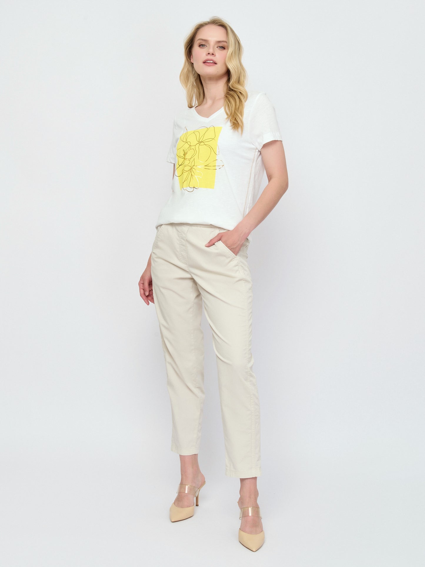 Pull-on Cotton Pant — Beige - GERRY WEBER