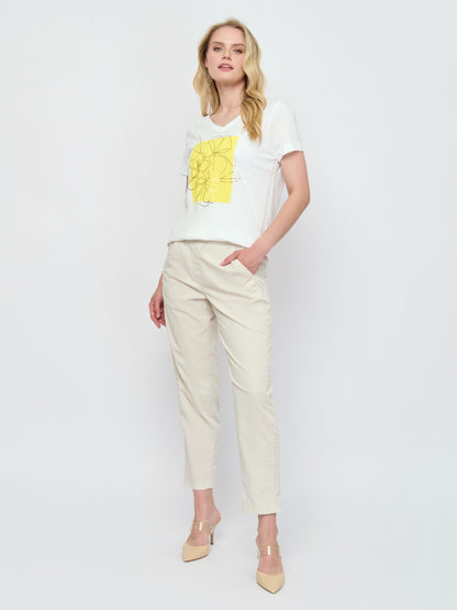 Pull-on Cotton Pant — Beige - GERRY WEBER