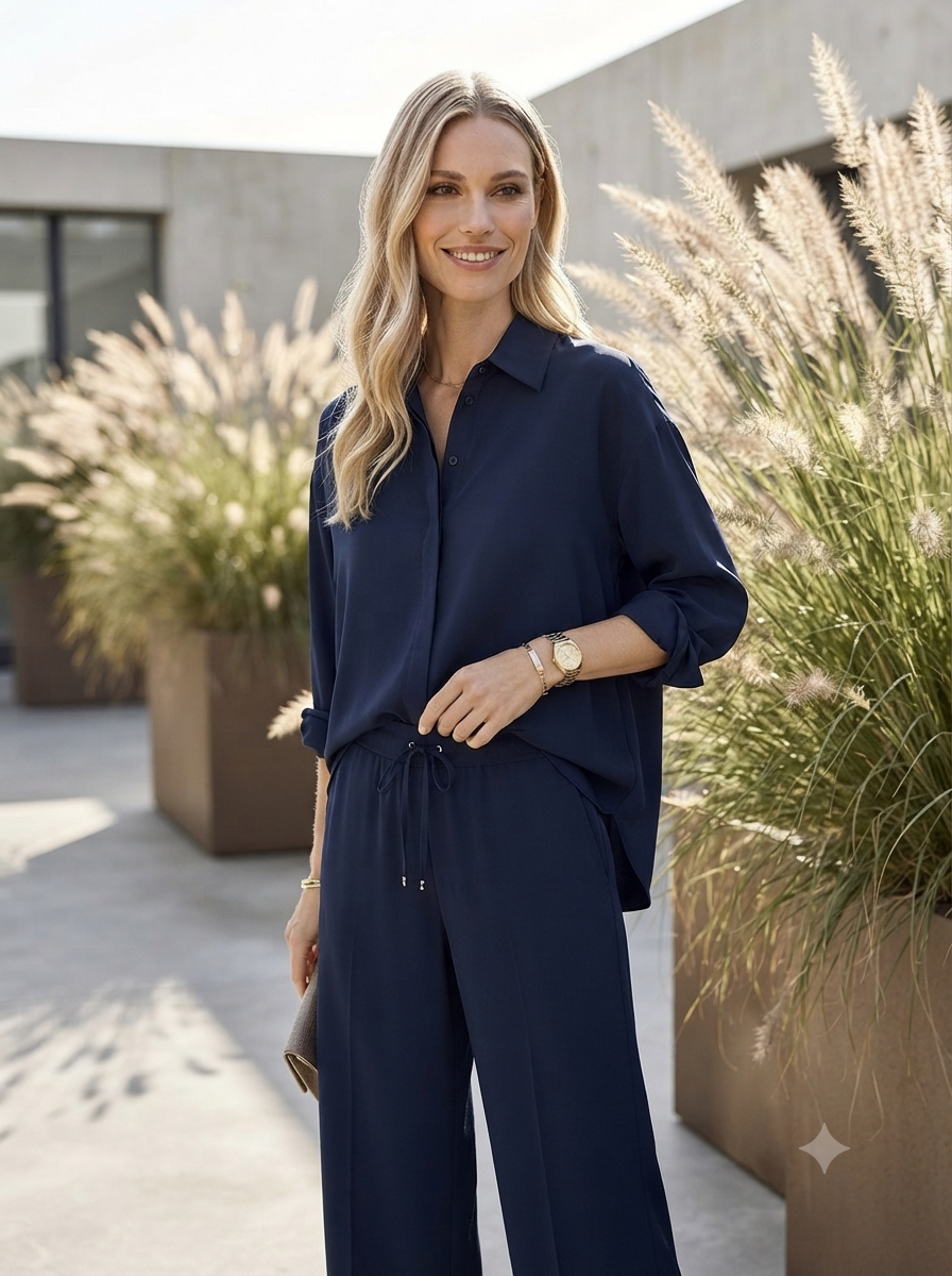 Modern Stretch Blouse – Navy