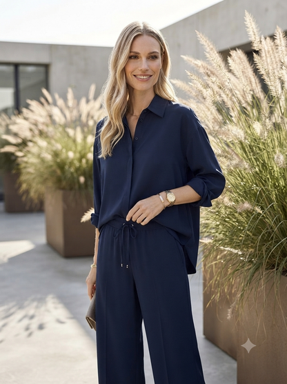 Modern Stretch Blouse – Navy