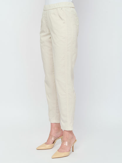 Pull-on Cotton Pant — Beige - GERRY WEBER